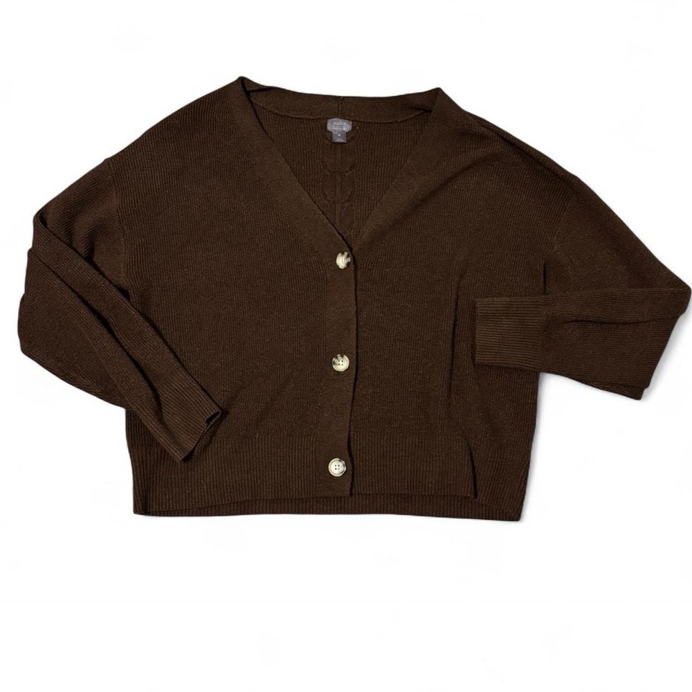Auden Brown V-Neck Button Front Women's Cardigan Sweater